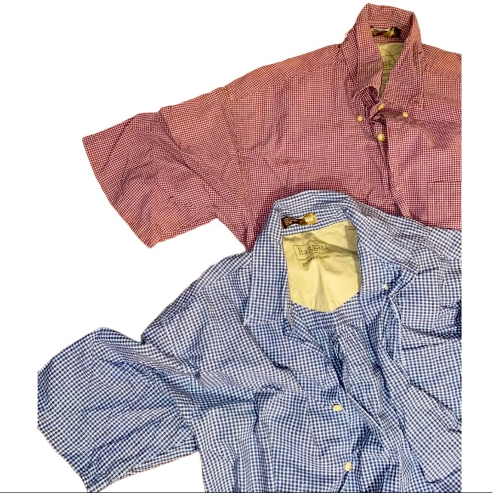 Lot of 2 mens button collar short sleeve shirt
